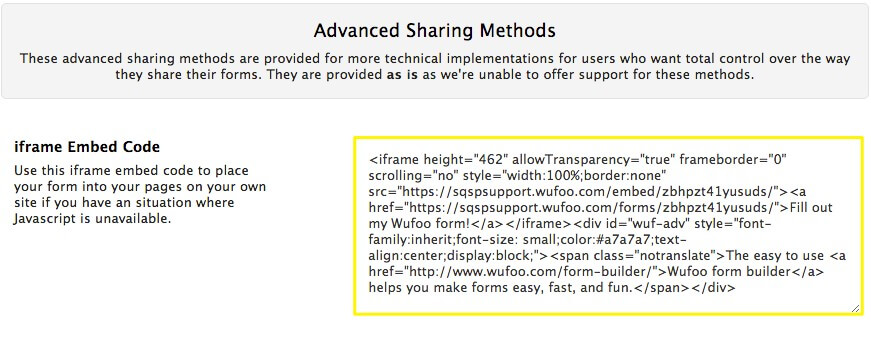 Advanced Sharing Methods Copying the iframe Embed Code in Advanced Sharing Methods
