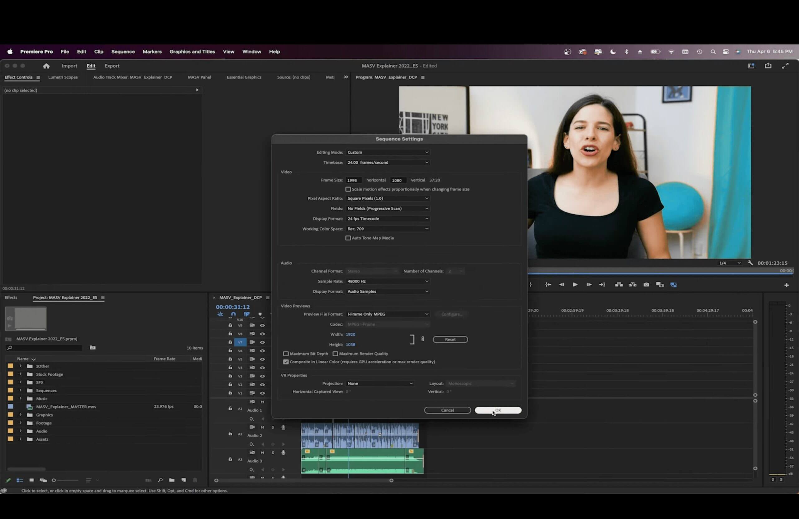 dcp-adobe-premiere-sequence-settings Premiere Pro sequence settings for a DCP