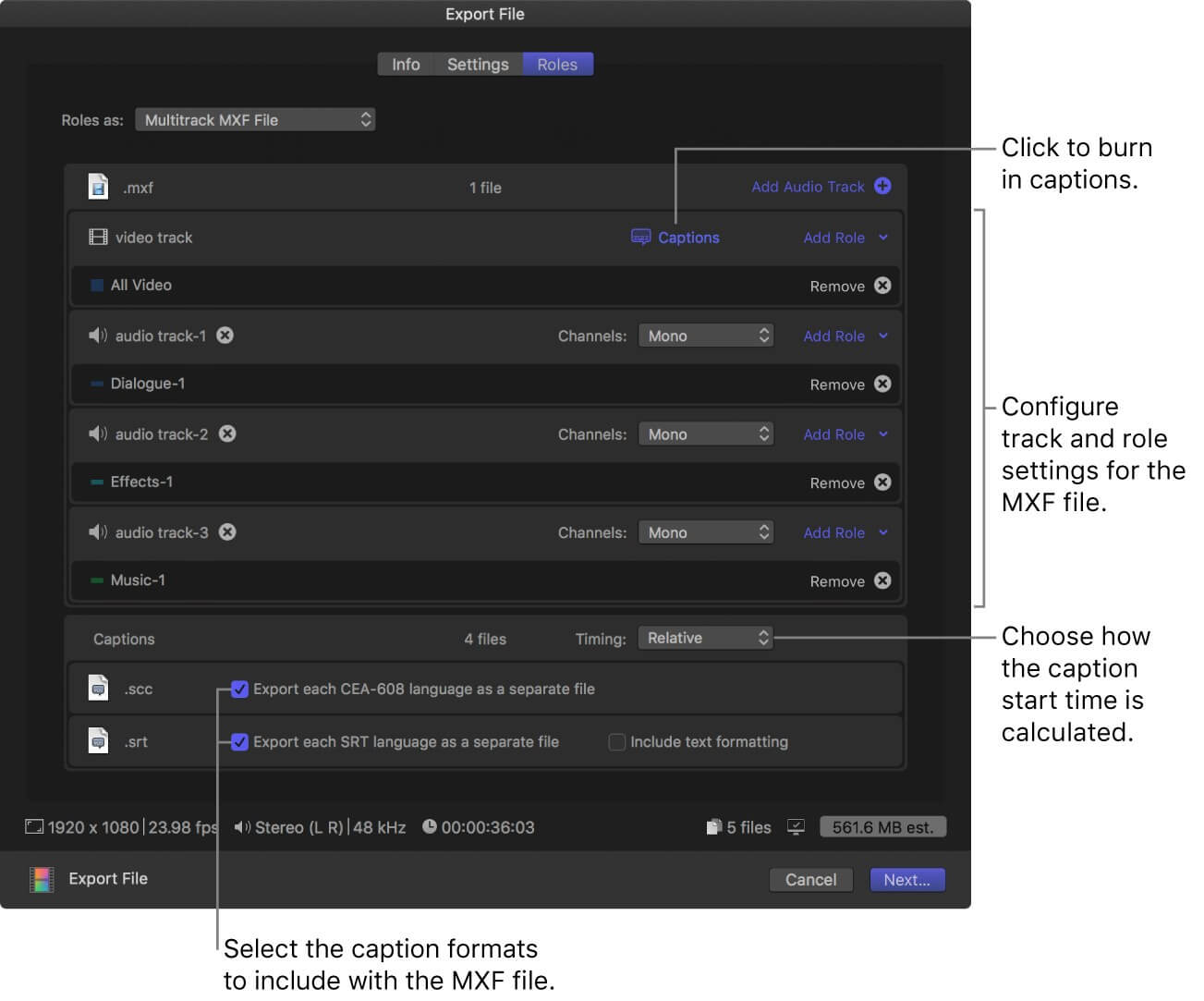 Exporting MXF Files from Final Cut Pro Exporting MXF Files from Final Cut Pro