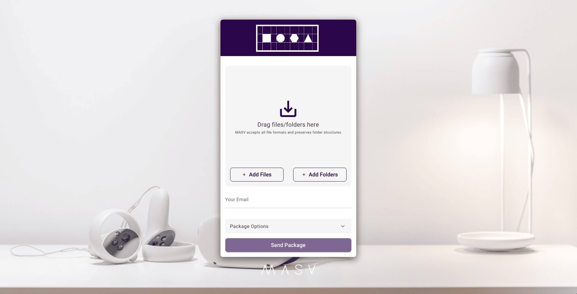 MASV branded Portal-web MASV custom branded Portal to receive files