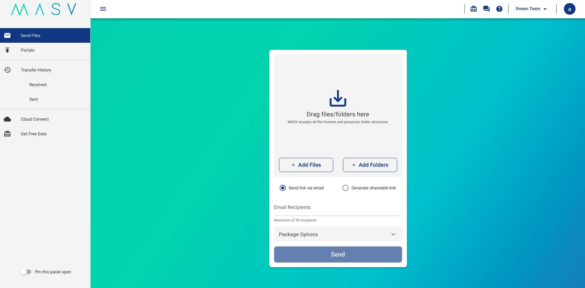 MASV-file-upload-with-panel MASV file transfer