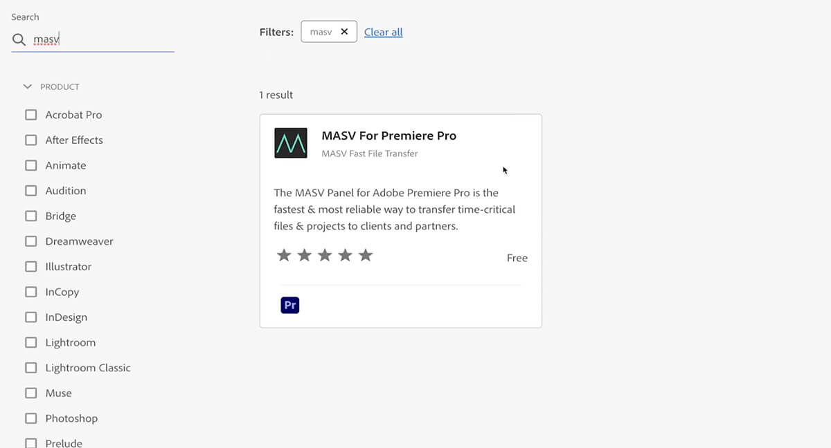 MASV Panel plugin MASV Panel for Premiere Pro