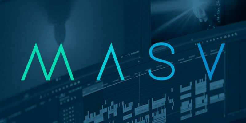 MPE-MASV-logo MASV logo with software video editor background
