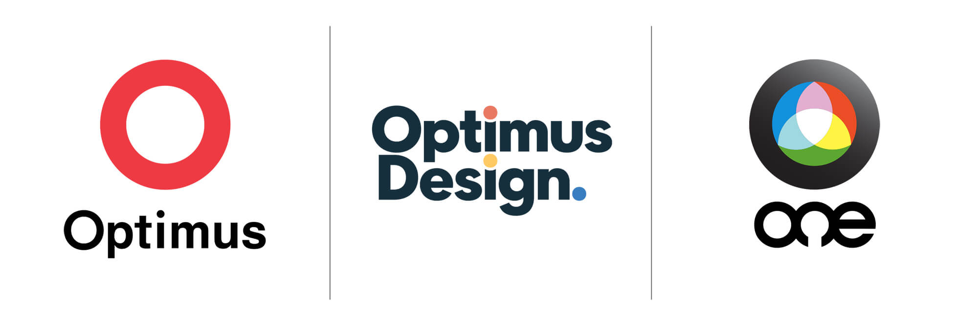 TRIPLE_LOGO_2022 logos for optimus, optimus design, and optimus one