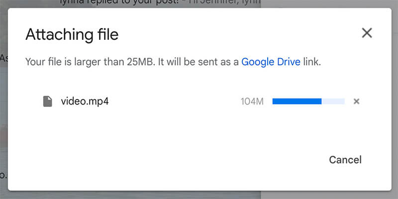 send-large-files-email-25MB Gmail uploading large file to Google Drive