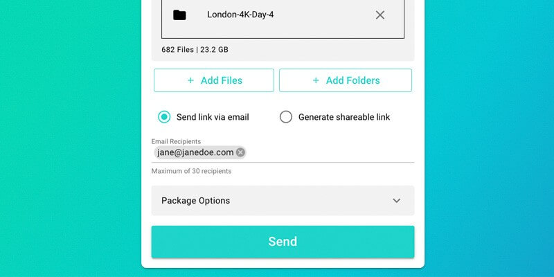 sending files generating a shareable link