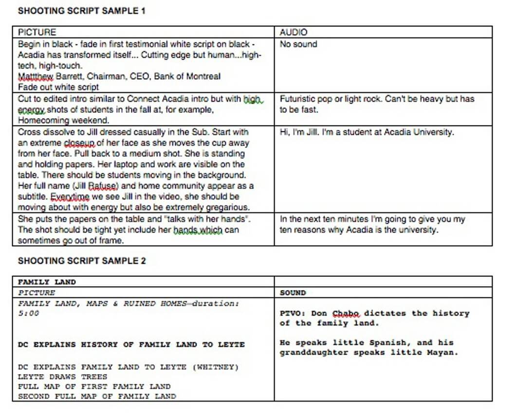 shooting script samples shooting script samples