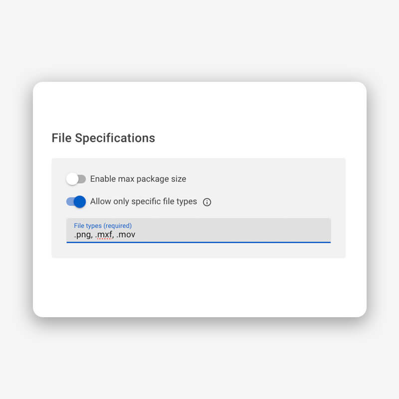 specific-file-types select specific file formats with a MASV Portal