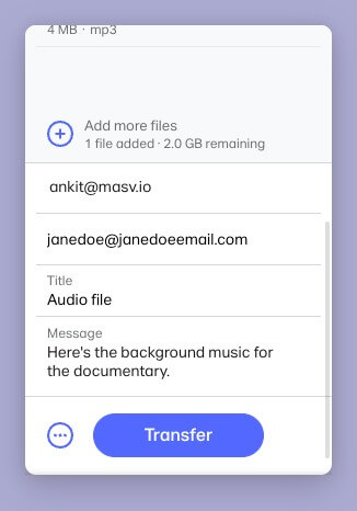 WeTransfer Sending audio files via WeTransfer