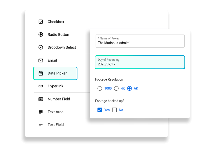 custom-forms-selection-graphic Date picker selection on a MASV custom form