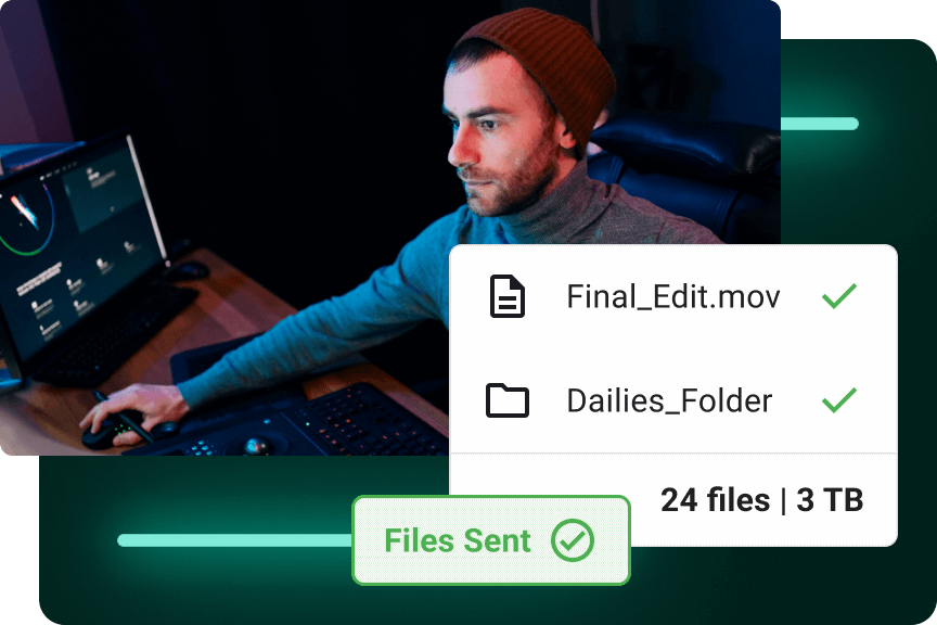 Homepage_Hero_NeonGreen_1.5x A video editor shares large files using MASV
