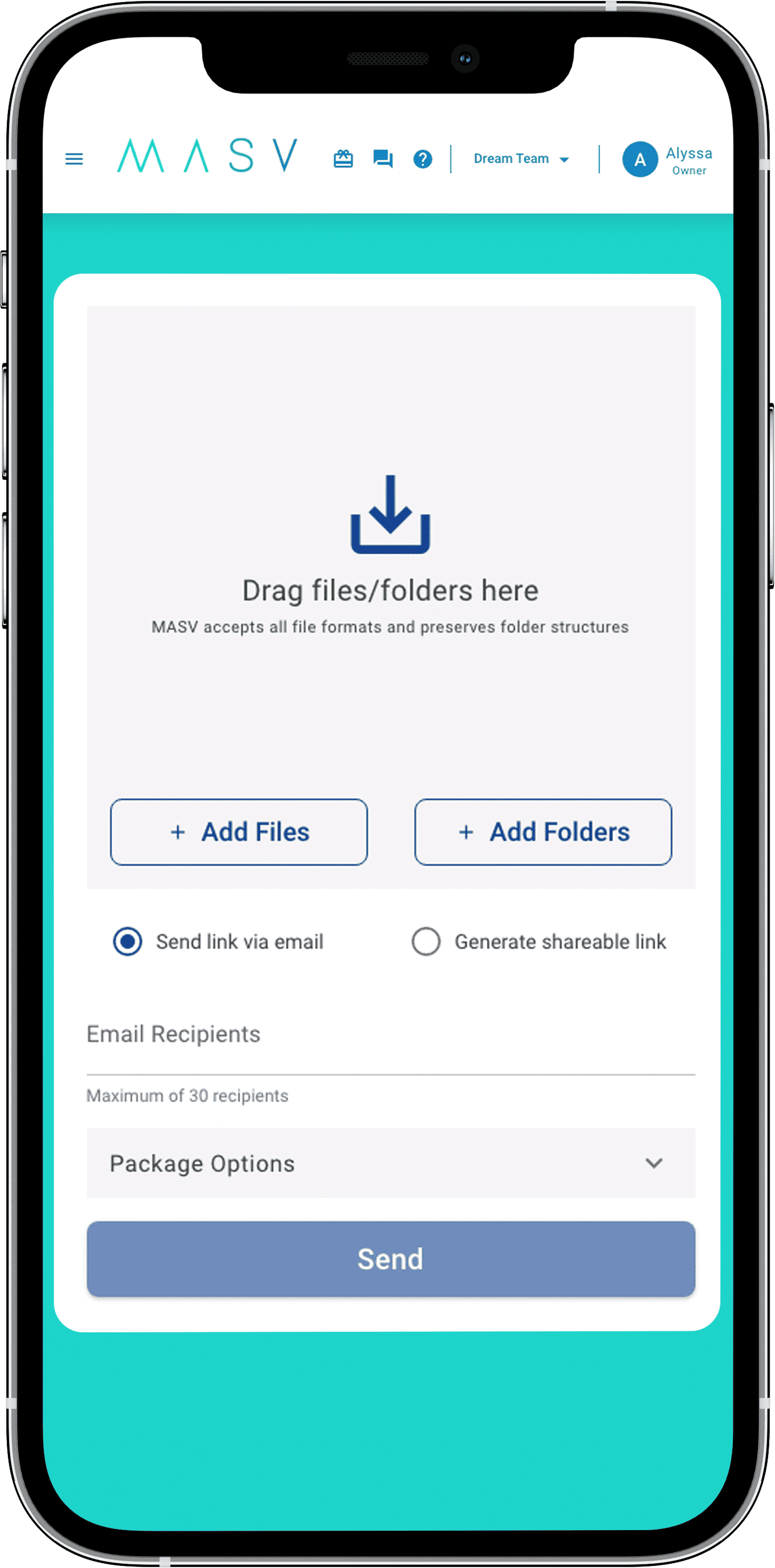 MASV mobile file transfer on device MASV mobile file transfer on device