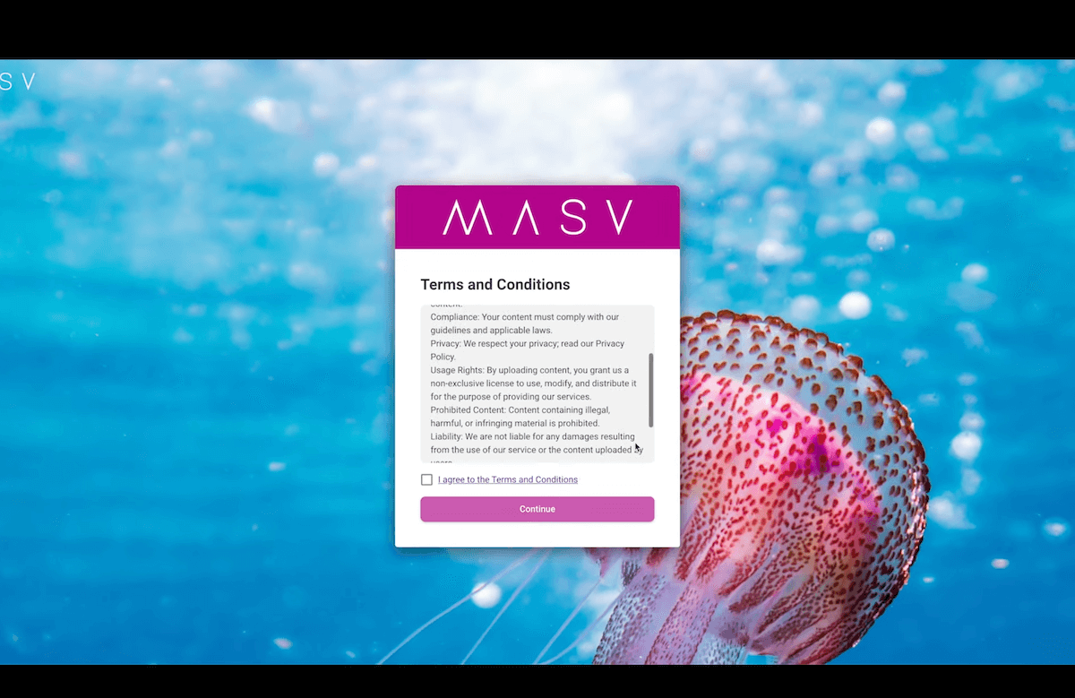MASV portal terms of service agreement Placeholder image
