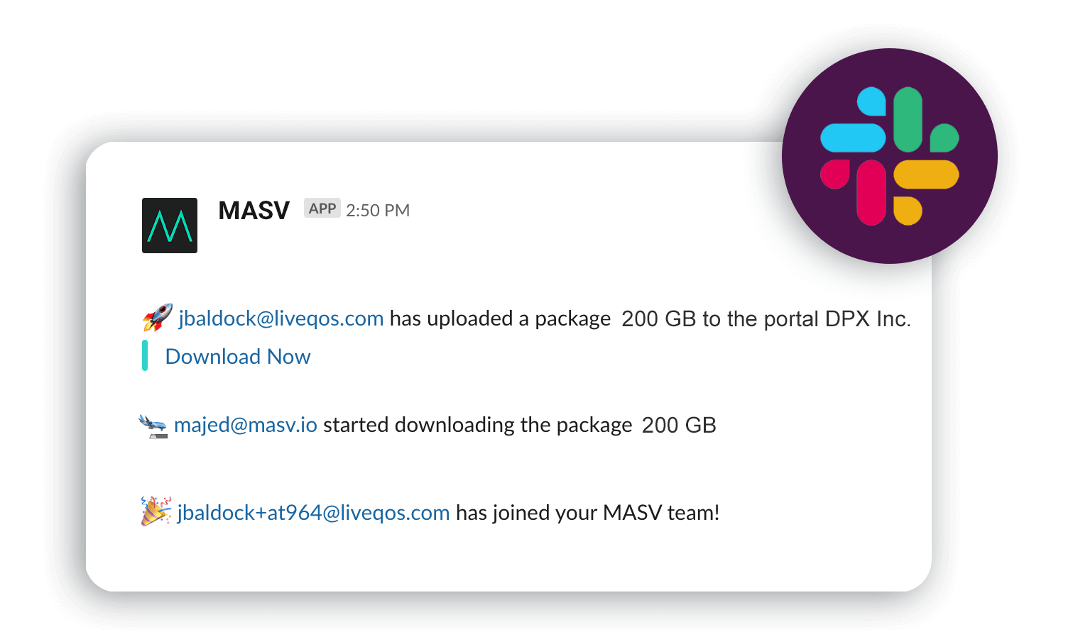 masv-slack-integration Slack integration notifications