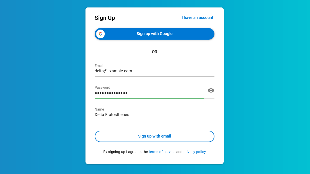 SignUp MASV sign up form